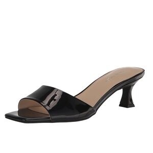 Nine West Black Patent Slide Sandal with Kitten Heel